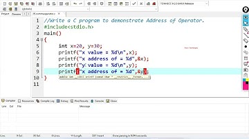 30. Write a C program on Address of Operator | Practical Example 1 |  Miscellaneous Operators
