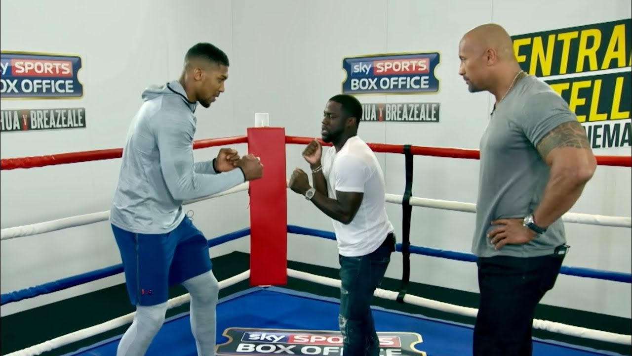 The Rock and Kevin Hart give Anthony Joshua sparring tips