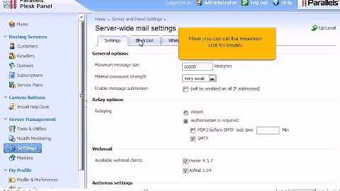 How to configure Mail Server and Virus Protection Settings in Plesk