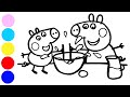 Свинка Пеппа Мультик Раскраска для Детей Учим цвета Раскрашиваем Свинку Пеппу и Джорджа Раскрашка ТВ