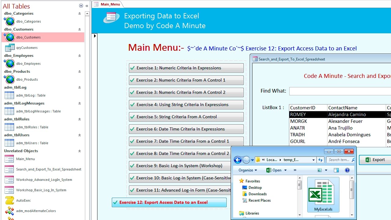 access-vba-programming-how-to-export-data-to-an-excel-spreadsheet-youtube