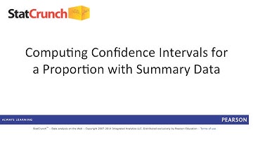 StatCrunch: Computing Confidence Intervals for a Proportion with Summary Data