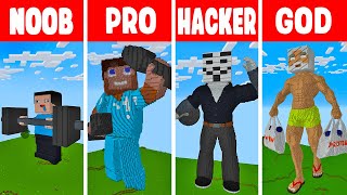 Minecraft BODYBUILDER STATUE BUILD CHALLENGE  - NOOB vs PRO vs HACKER vs GOD / Animation