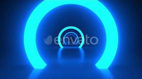 Circles neon blue light in black hall room | Motion Graphics - Envato elements