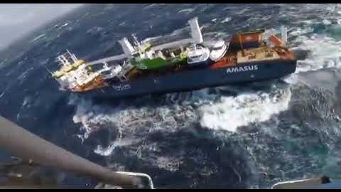 Dramatic Rescue operation in rough sea from EEMLIFT HENDRIKA after she git a starboard list by cargo