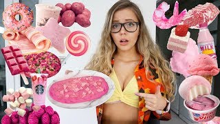 I only ate PINK food for 24 HOURS challenge!