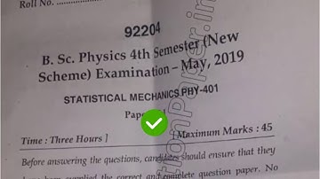 2019 Mdu BSc 4th Sem Physics Statistical Mechanics Question Paper