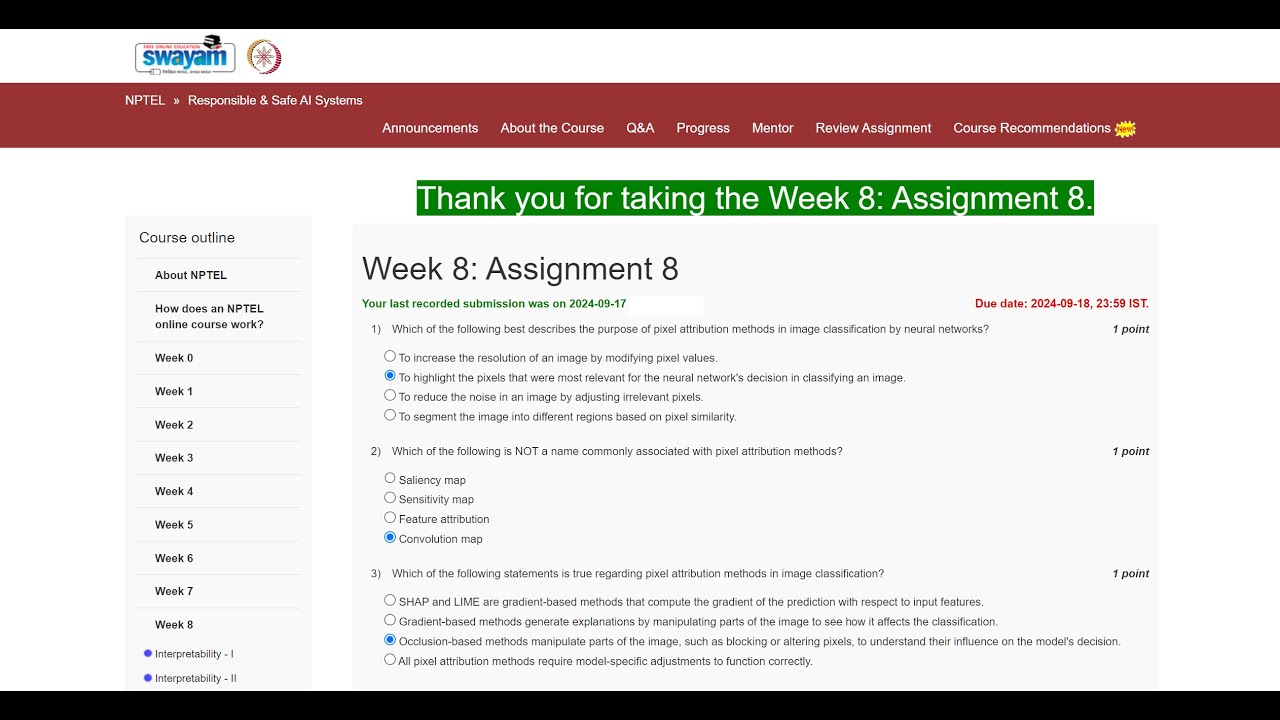 Responsible safe ai systems week 8 assignment nptel swayam