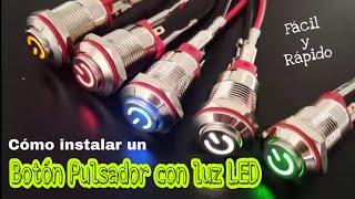 16 mm 12V Botón pulsador con luz LED Interruptor de encendido y apagado de  me_YN