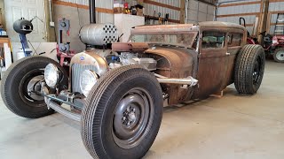 29 Model A Rat Rod lights, windows and wheels.