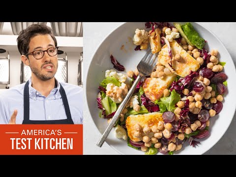 How to Make a Hearty Green Salad with Seared Halloumi