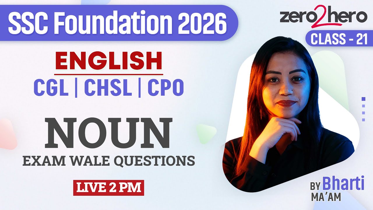 SSC English Classes 2026 | Noun | SSC CGL/CHSL/CPO English Class By Bharti Mam