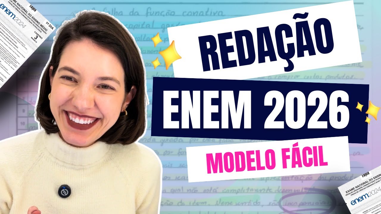 MODELO de redação do ENEM (ATUALIZADO 2026) 😎 Funciona para QUALQUER TEMA!