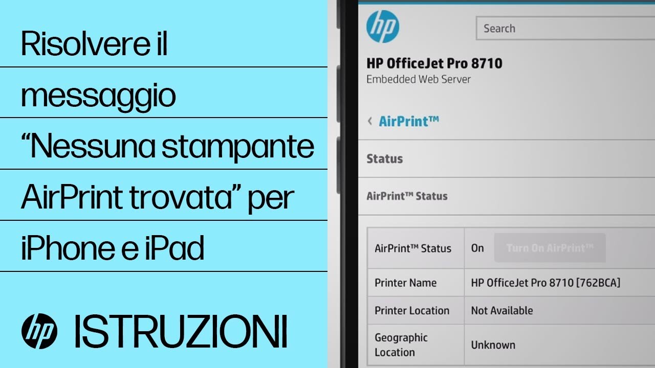 Risolvere il messaggio “Nessuna stampante AirPrint trovata” per iPhone e iPad | @HPSupport