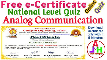 Quiz on Analog Communication | Online Quiz | Free Quiz Certificate | OnlineQuizCertificate