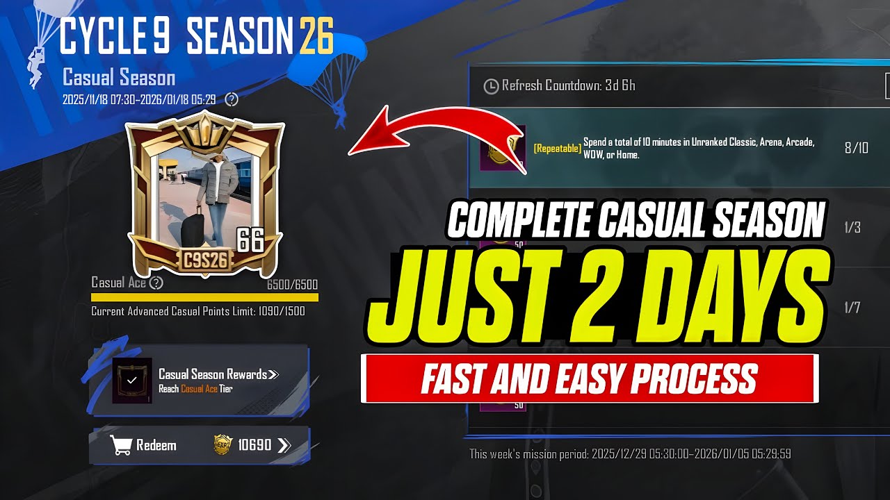 BGMI C9S26Casual Season Mission Kaise Karen? | How to Complete Casual Season Fast & Easy! (2026)