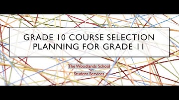 Grade 10 Course Selection Planning for for Gradw 11 Presentation Recording