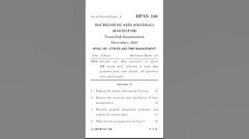 BPAS-186 Stress and Time management ( December 2024 ) question paper