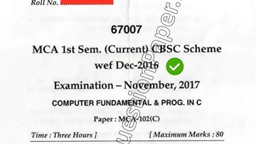 MCA 1st Sem Computer Fundamental and Programming in C Question Paper #MduQuestionPaper