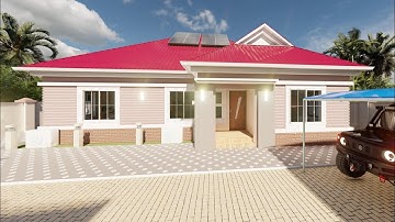 Ontwerp van een bungalow met drie slaapkamers (4K) met plattegrond | 3D-rondleiding en volledige ...