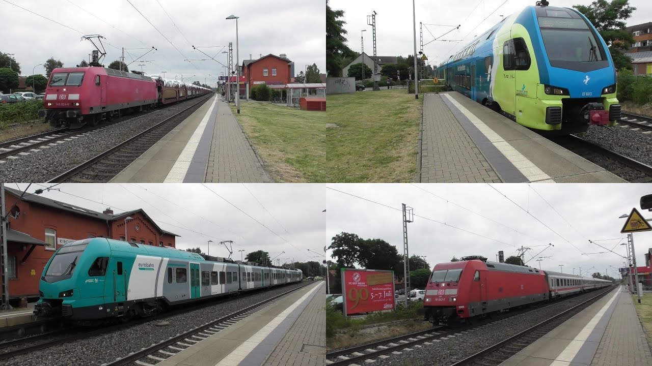 Bahnverkehr in Kirchlengern mit Intercity, Flirt 3+Makro, KISS, LINT, Talent 1 und Güterzug