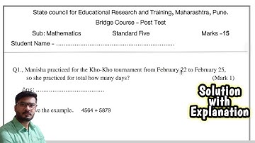 Class 5 mathematics bridge course post test solution with answers explanation