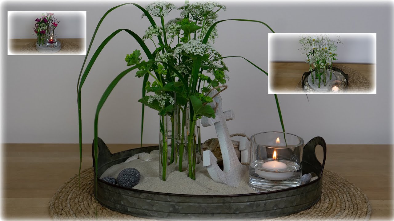 coole Sommerdeko 🌾| blumig-maritim | Reagenzgläser in Steckmasse und Beton