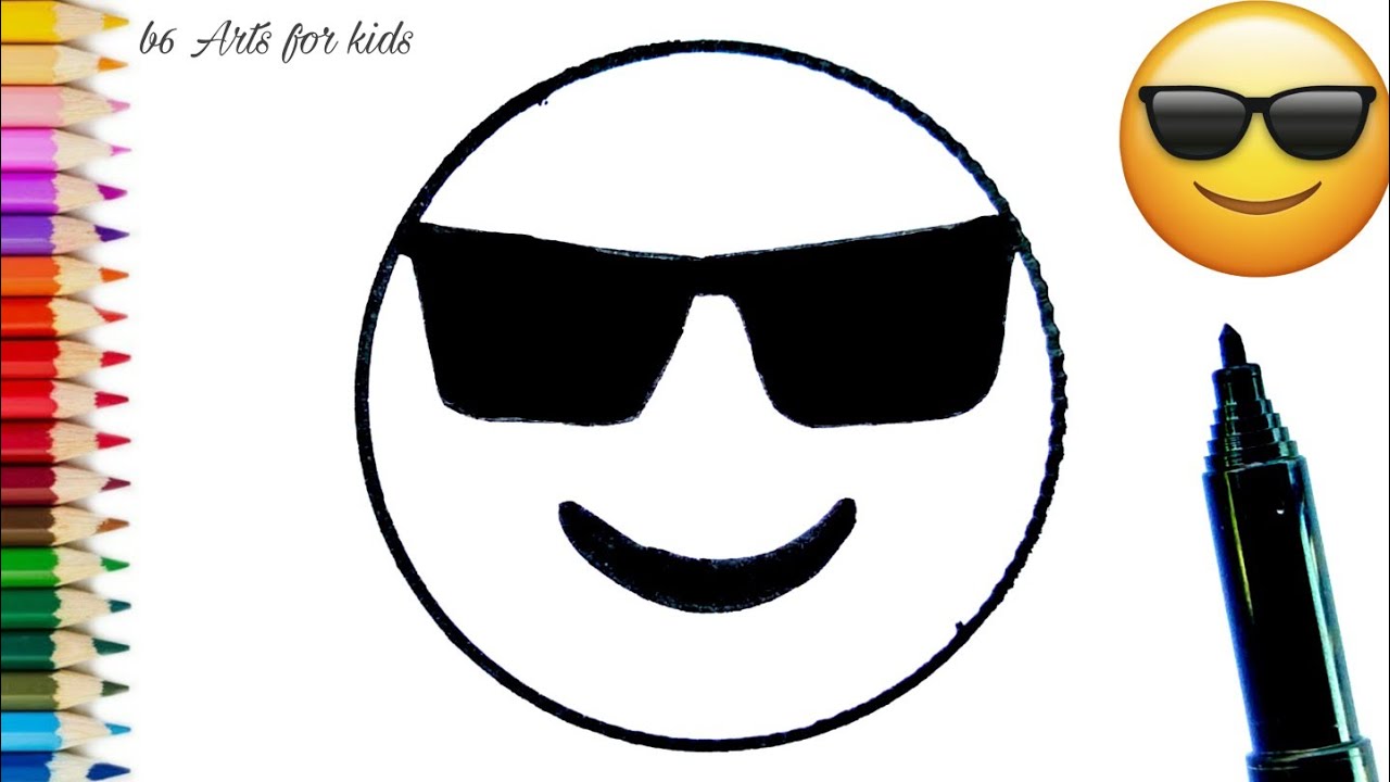how to draw a sunglasses emoji