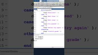switch &amp; case statement MATLAB | MATLAB Shorts Series 8 | #shorts