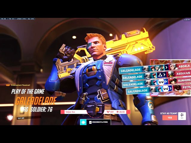 WHAT 3000+ HOURS OF SOLDIER 76 LOOKS LIKE - GALE! POTG [ OVERWATCH 2 TOP 500 ] class=