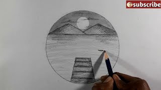 Circle drawing - easy circle drawing - easy circle scenery - easy scenery drawing - easy drawing