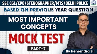 SSC CGL/CPO/Stenographer || English || Important Concept || Mock Test-7 || Hemendra sir kgs ssc