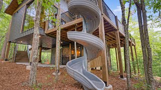 Modern Treehouse Cabin Tour w/ A Slide Playground & Mountain Views