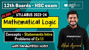 Maths 1 | Mathematical Logic - Part 1 | Exercise 1.1 | HSC 2023-2024 | Class 12th Commerce