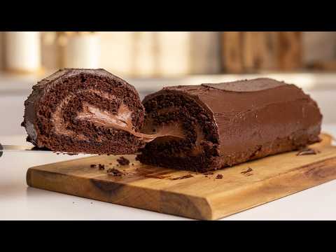 Perfect Chocolate Swiss Roll with Silky Ganache – No Cracks!