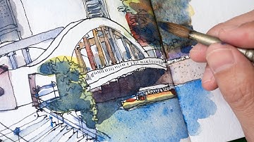 Sketching Elgin Bridge with Pen, Ink & Watercolour (Timelapse Tutorial)