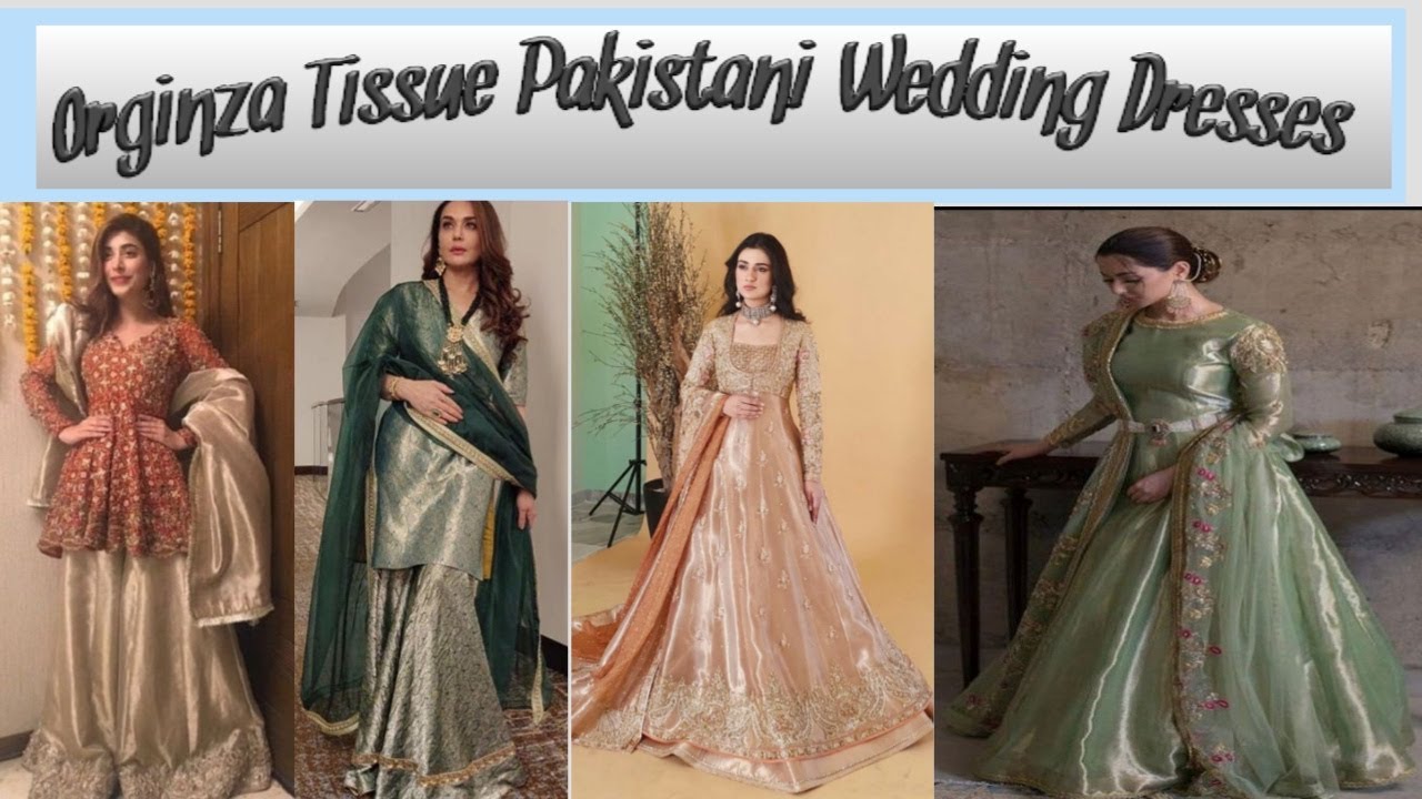 tissue dress design 2020 in pakistan Red Pure Soft Satin Lama Tissue Dress Kef