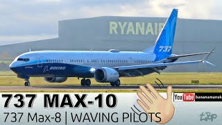 Boeing 737 Max-10  & Boeing 737 Max-8, Ryanair Waving Pilots London Stansted Airport Plane Spotting