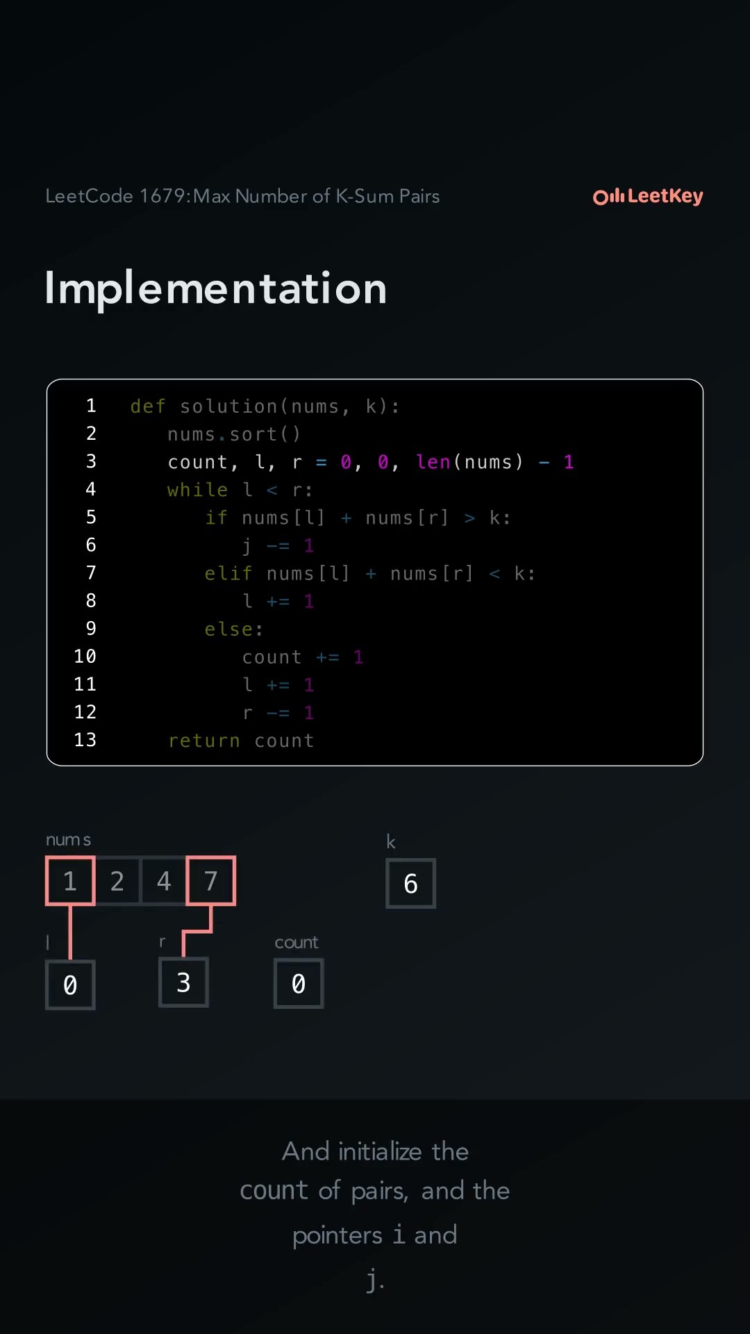 Video of LeetCode Problem 1679: Max Number of K-Sum Pairs