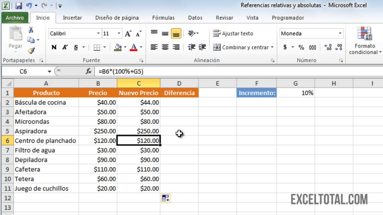 F Rmulas En Excel Uso De Referencias Absolutas Y Relativas Youtube Hot Sex Picture