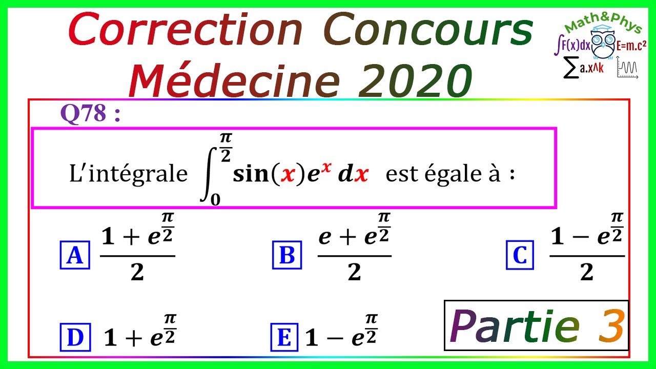 Correction Concours Médecine - Concours Médecine - Concours Médecine 2020 - 3/3