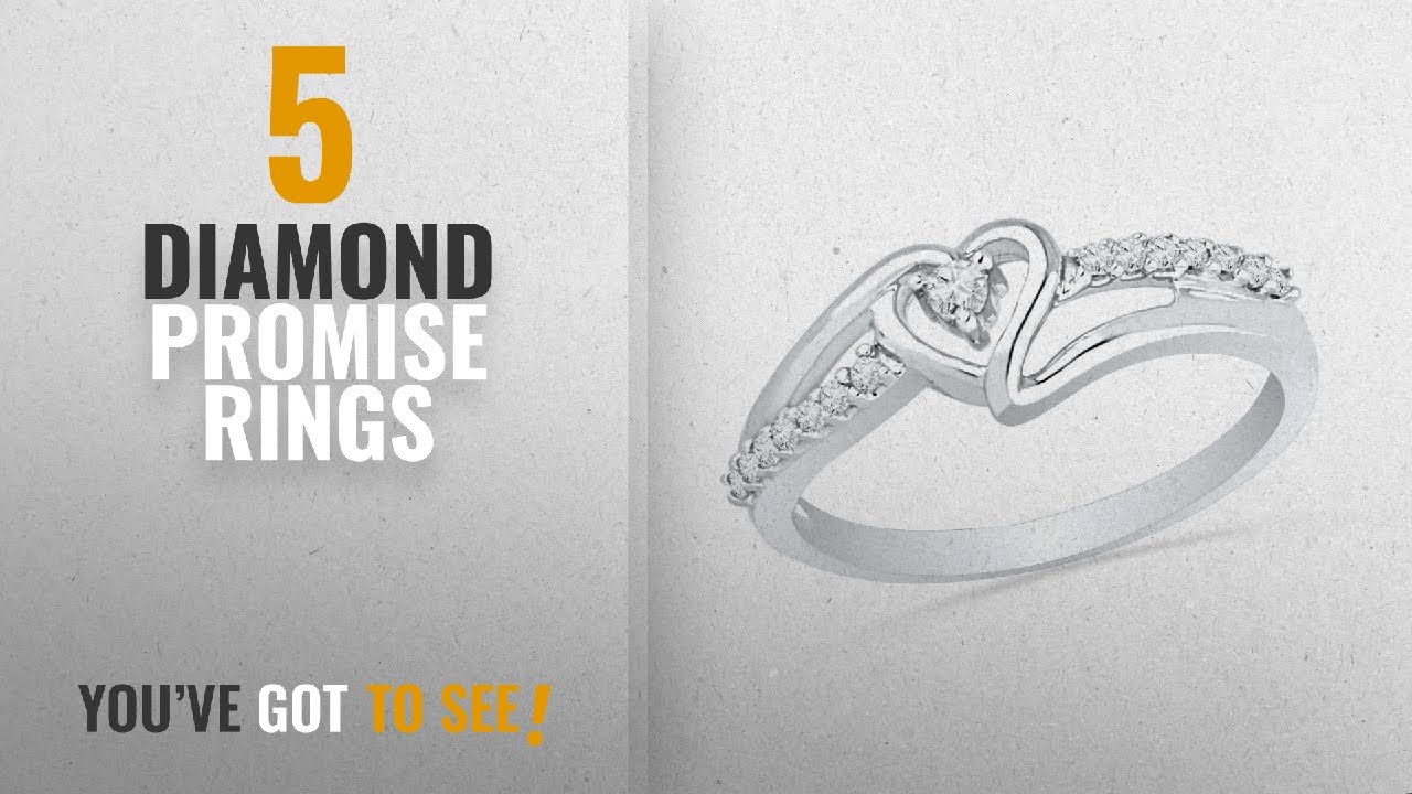 10 Best Diamond Promise Rings: Sterling Silver Round Diamond Heart Promise Ring (1/10 cttw), Size 7