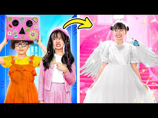 Nobody Has Seen My Real Face! Makeover From Nerd to Popular - Funny Stories About Baby Doll Family class=