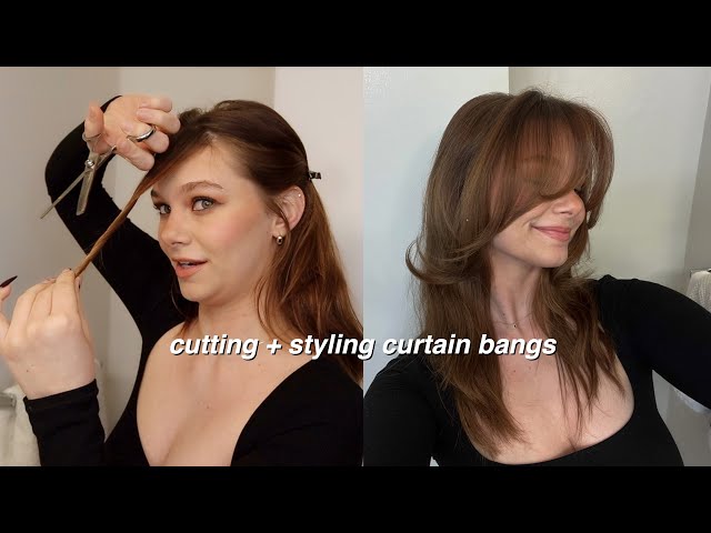 how i cut and style my curtain bangs class=