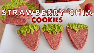 Strawberry Chia Cookies Recipe | Easy Jam Sandwich Cookie | Eggless Vegan Aesthetic Baking Tutorial