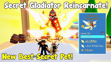 Got GLADIATOR REINCARNATE! 🔱 New Best Rarest Secret Pet! Max Level! - Clicker Simulator (Roblox)