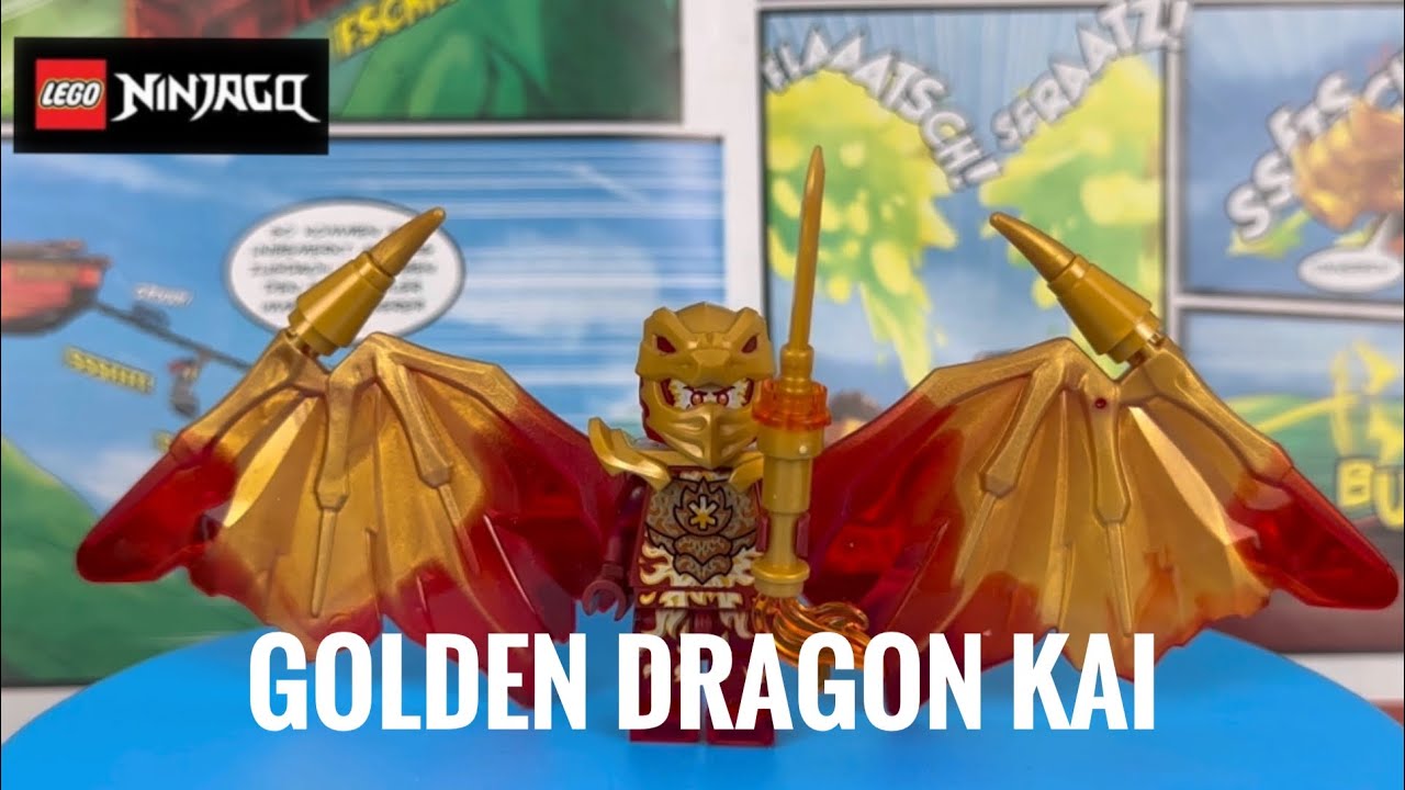 Lego Minifigure Golden Dragon Kai with Comics and Cards