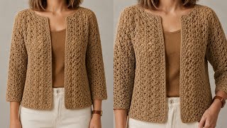 WOW💯✨So EASY Crochet Women Sweater Stitch Pattern 😻 Crochet Jacket Cardigan Stitch pattern 😍