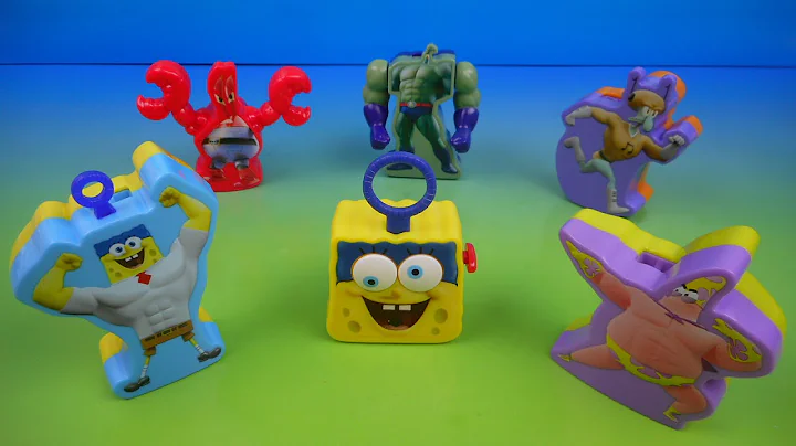 2015 THE SPONGEBOB MOVIE SPONGE OUT OF WATER SET OF 6 McDONALD'S HAPPY MEAL COLLECTIBLES REVIEW