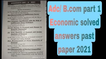 Adc/ B.com part 1 Economic solved answers past paper 2021 #sindhboardteaching  #study